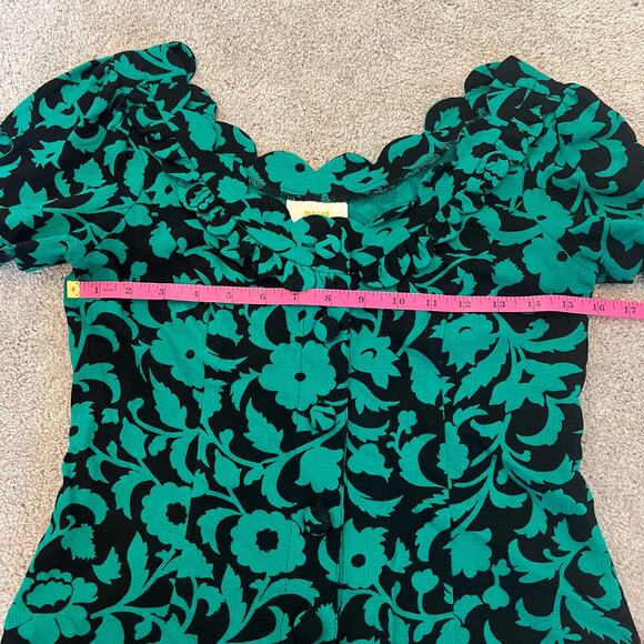 Maeve by Anthropologie Short Sleeve Women's Blouse Green and Black Size 2 - Picture 6 of 8